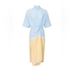 Tome Patchwork Tie Dye Dress in Blue and Yellow
